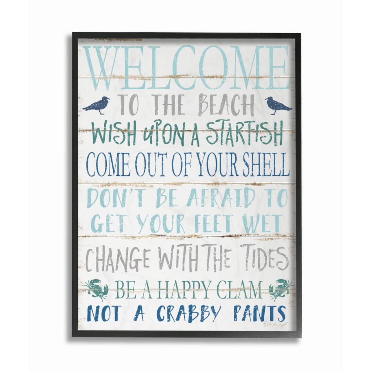 Stupell Industries Welcome to the Beach Wall Art in Black Frame
